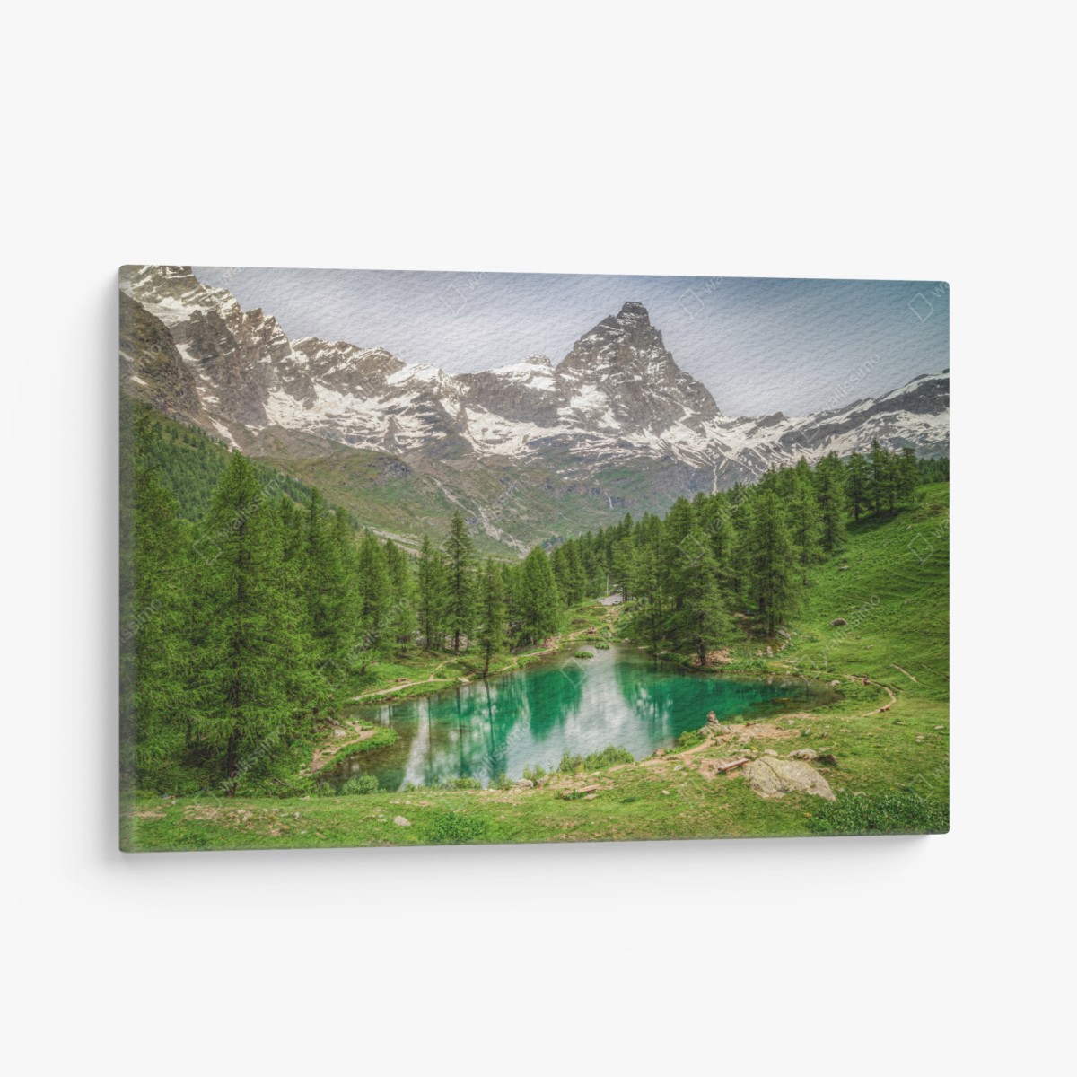 Leinwandbild blauer see bei Cervinia – Pixers®