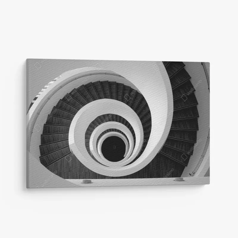 Leinwandbild spiraltreppe in monochrom