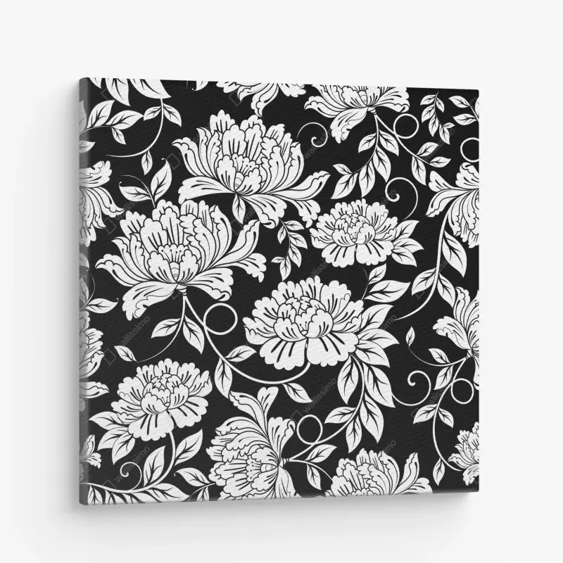 Leinwandbild monochromes blumenmuster