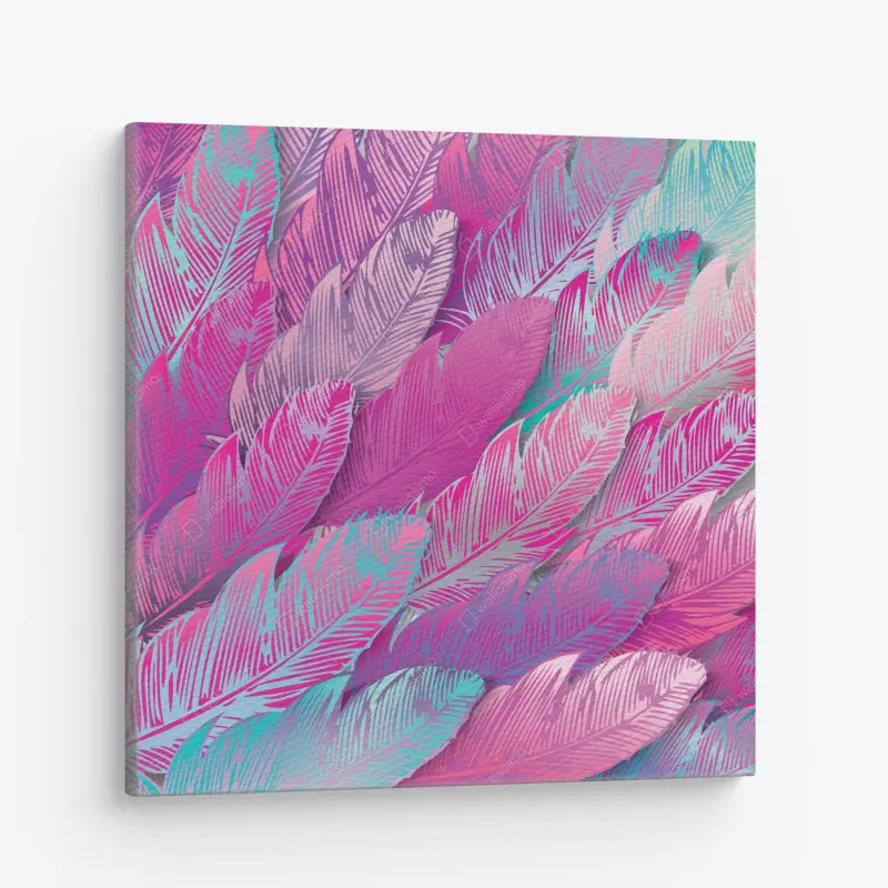 Leinwandbild irisierendes rosa federmuster