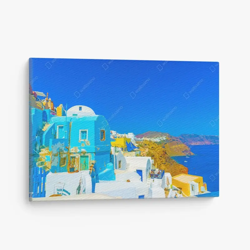 Leinwandbild sonniger blick auf Oia, Santorini
