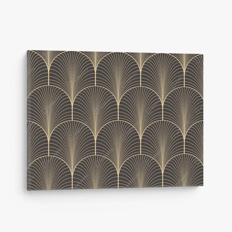 Leinwandbild art deco goldenes fächermuster
