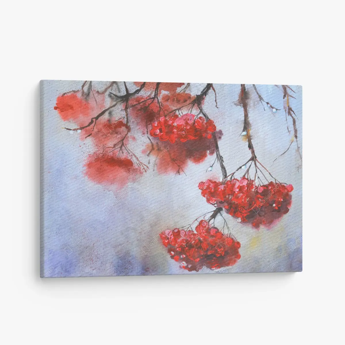 Leinwandbild aquarell rote beeren an zweigen – Pixers®