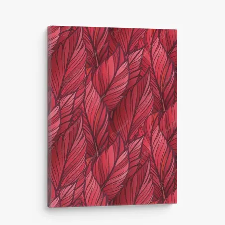 Leinwandbild rotes botanisches blättermuster – Pixers®