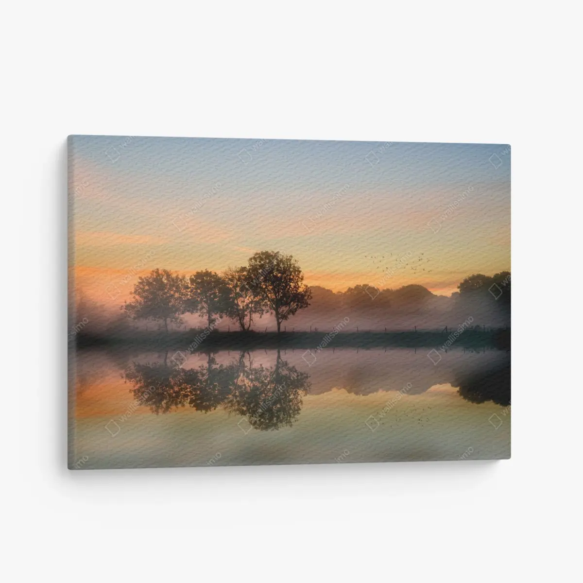 Leinwandbild nebliger herbstlicher sonnenaufgang über Englischer landschaft – Pixers®