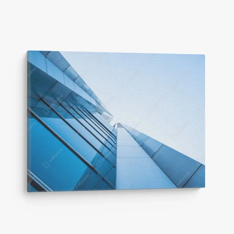 Leinwandbild moderne blaue glasfassade