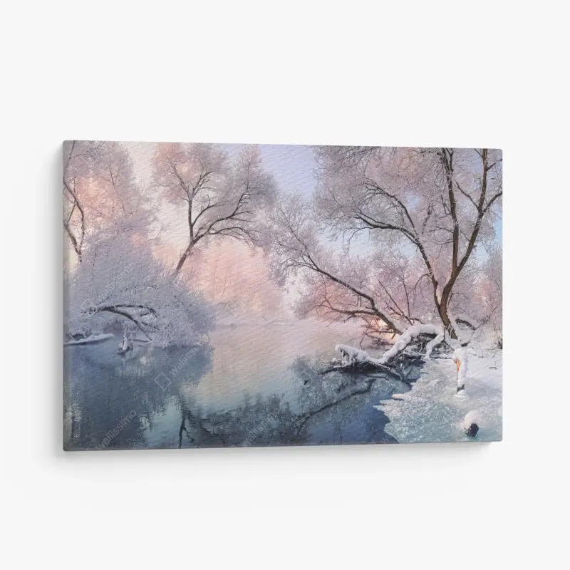 Leinwandbild ruhige winterlandschaft am fluss