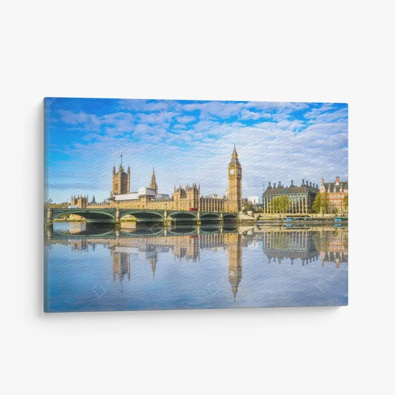 Leinwandbild London skyline mit spiegelung auf dem fluss