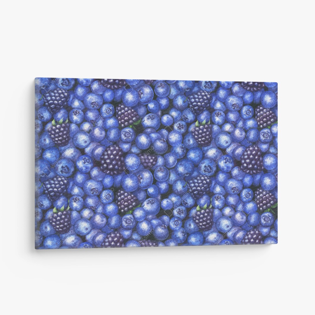Leinwandbild aquarellmuster mit blaubeeren und brombeeren – Pixers®