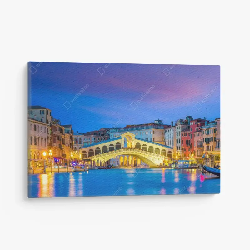 Leinwandbild Rialto brücke bei dämmerung, Venedig