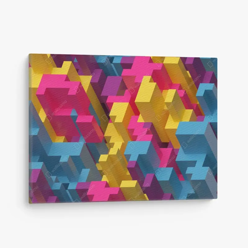 Leinwandbild buntes 3d-voxel-muster