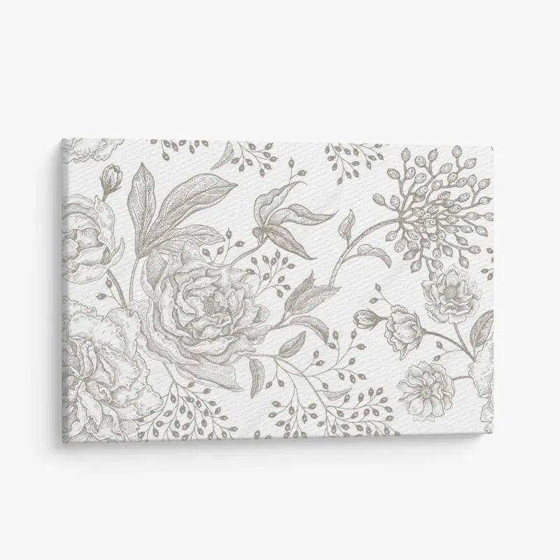 Leinwandbild zartes botanisches blumenmuster im vintage-stil