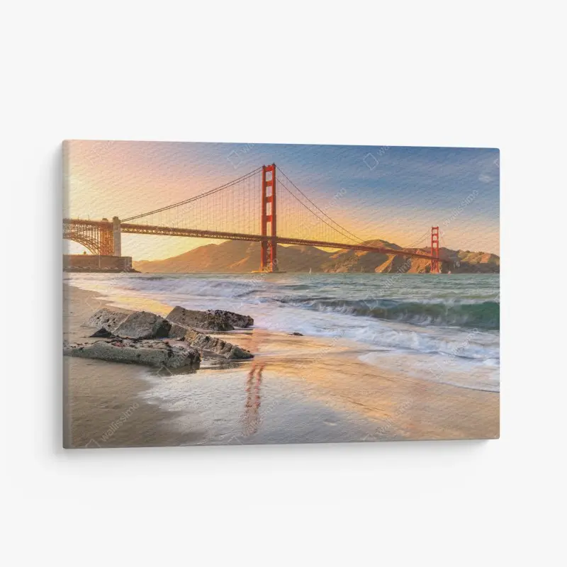 Leinwandbild sonnenuntergang an der Golden Gate Bridge