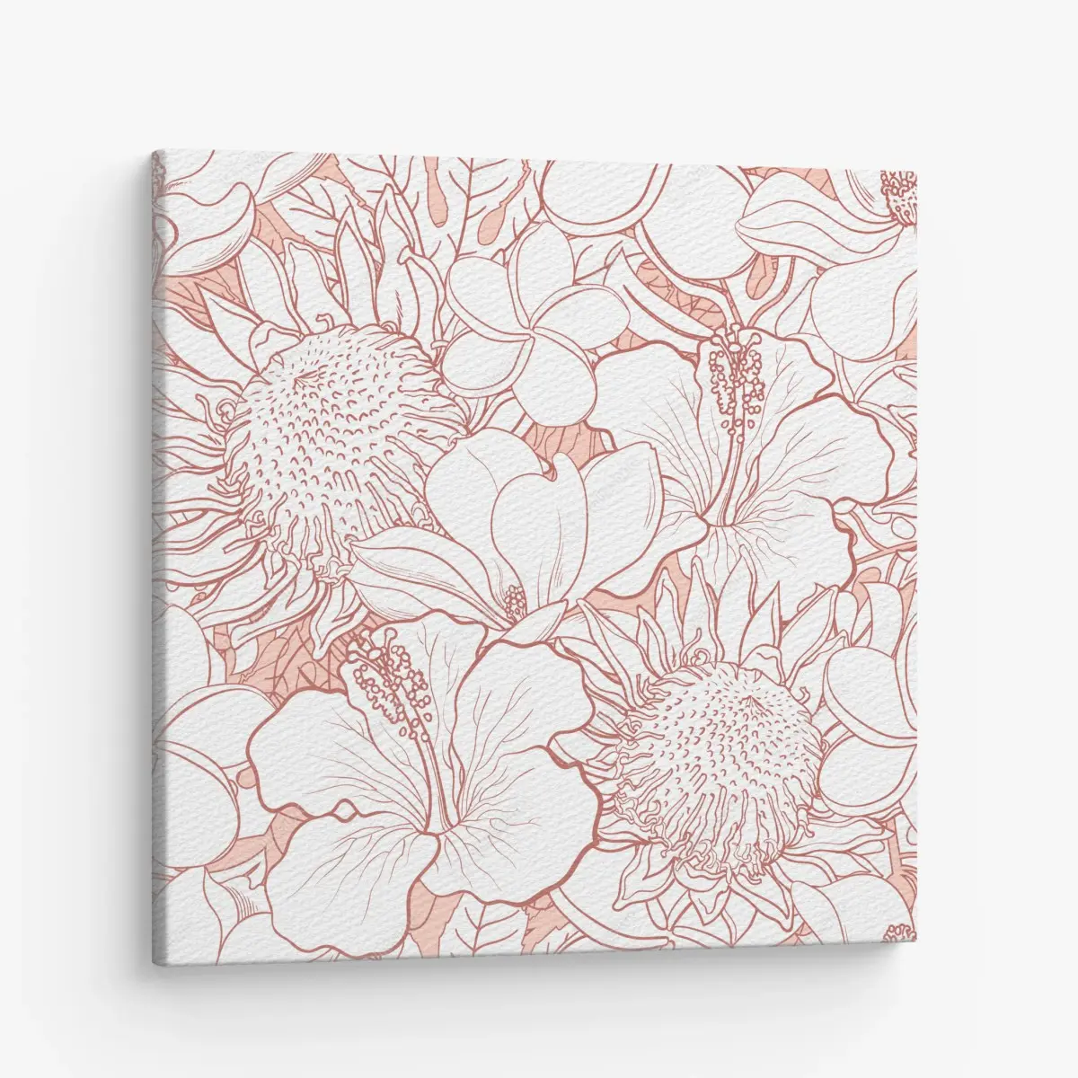 Leinwandbild zartes korallenfarbenes blumenmuster – Pixers®