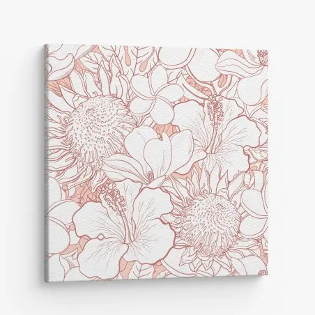 Leinwandbild zartes korallenfarbenes blumenmuster – Pixers®