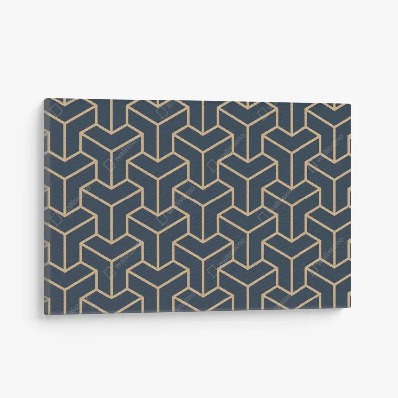 Leinwandbild marineblaues geometrisches würfelmuster