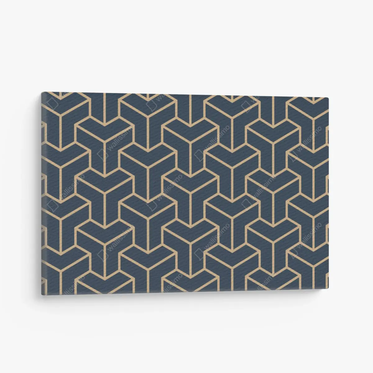 Leinwandbild marineblaues geometrisches würfelmuster – Pixers®