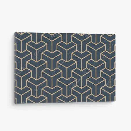 Leinwandbild marineblaues geometrisches würfelmuster – Pixers®