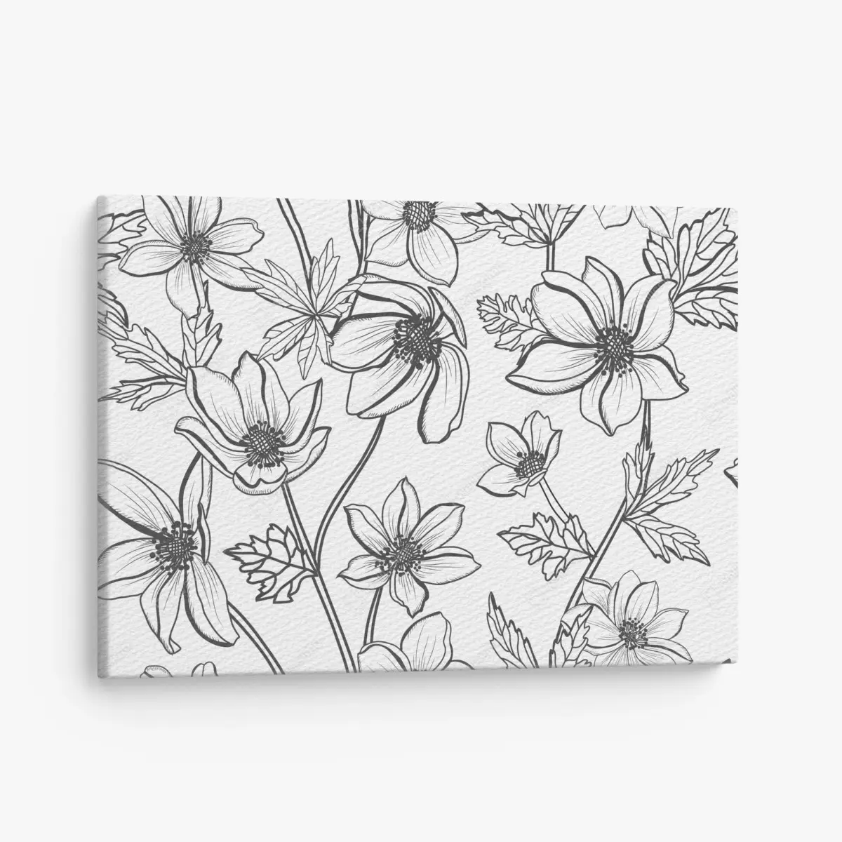 Leinwandbild botanische linienzeichnung mit blumen – Pixers®