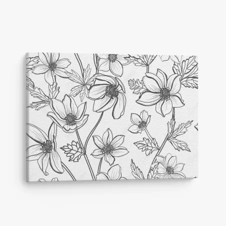 Leinwandbild botanische linienzeichnung mit blumen – Pixers®