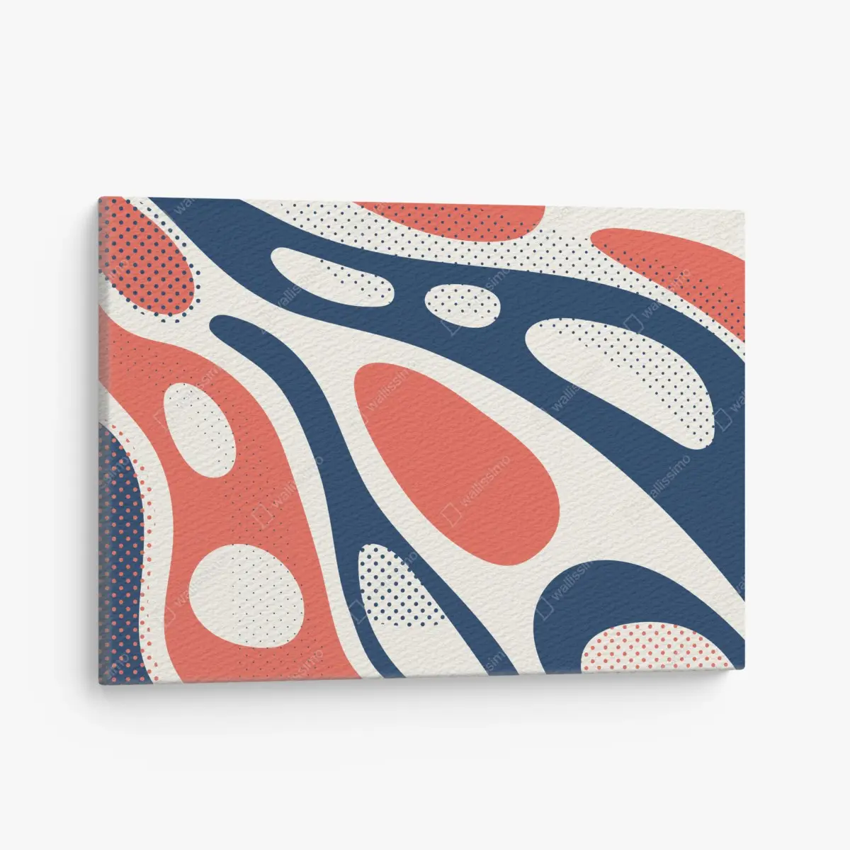 Leinwandbild retro korallenrot und marineblau abstraktes muster – Pixers®