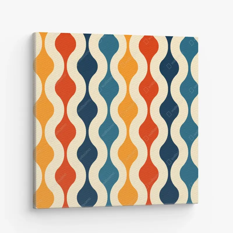 Leinwandbild retro welliges mid-century muster