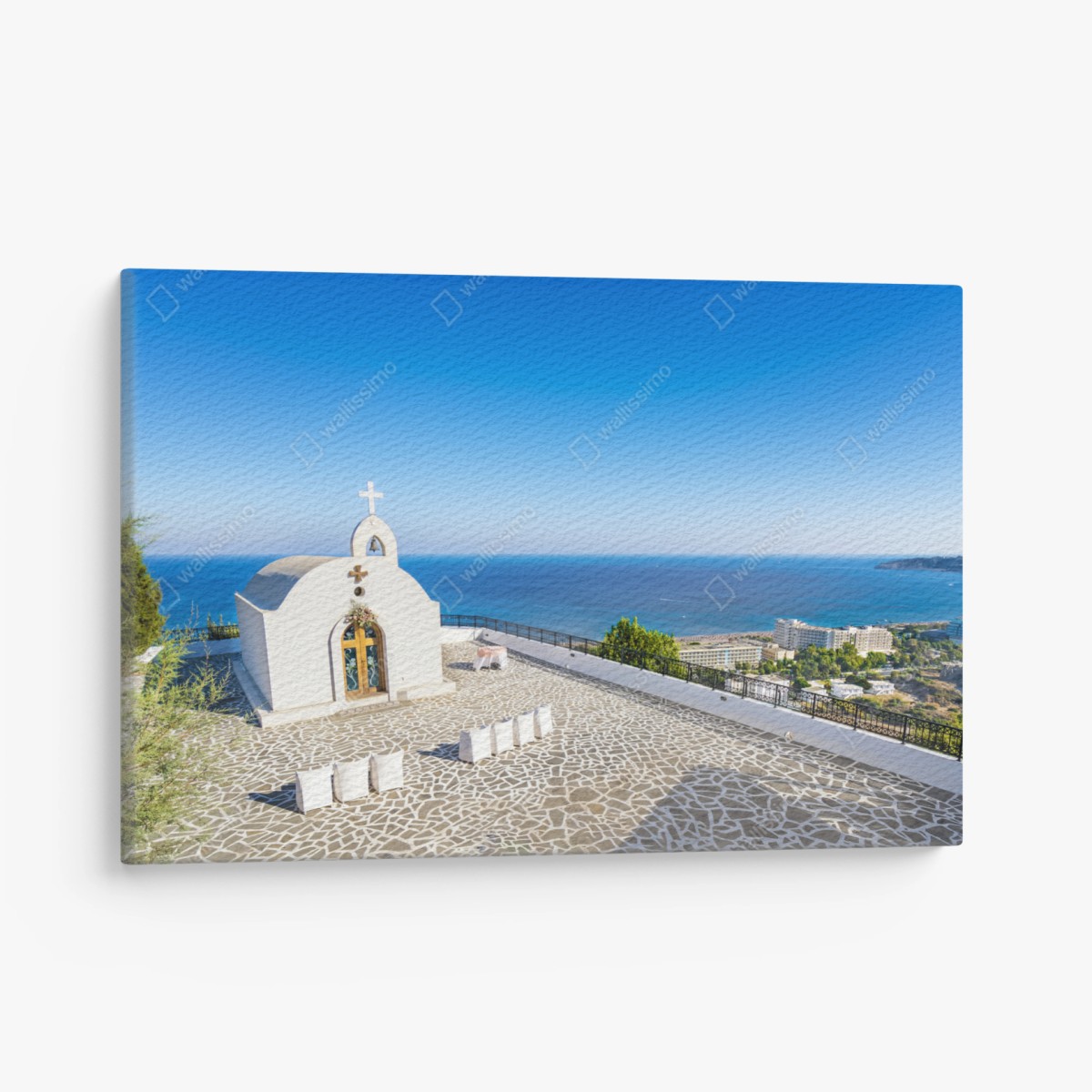 Leinwandbild weiße kapelle mit meerblick in Faliraki – Pixers®