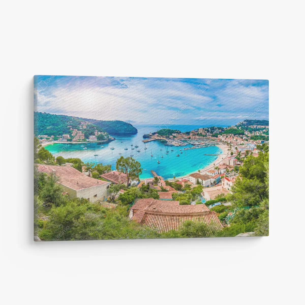 Leinwandbild sonnige panoramaaufnahme von Port de Soller – Pixers®