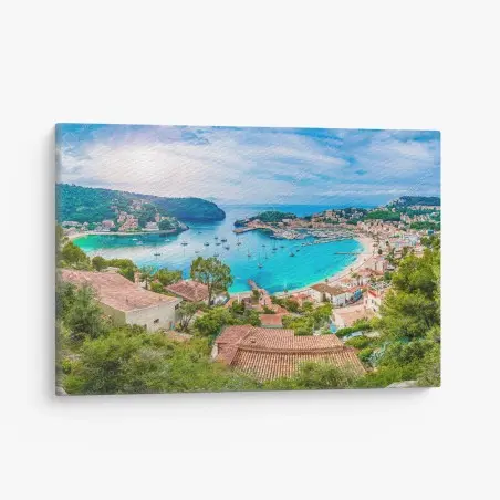 Leinwandbild sonnige panoramaaufnahme von Port de Soller – Pixers®