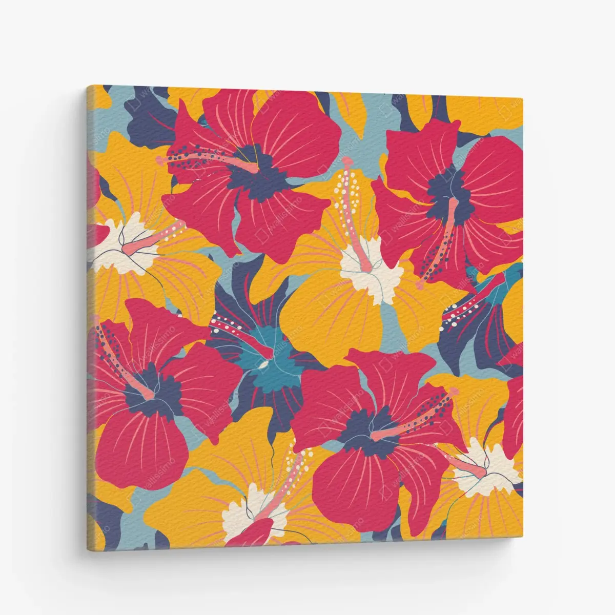 Leinwandbild lebhaftes hibiskusmuster – Pixers®