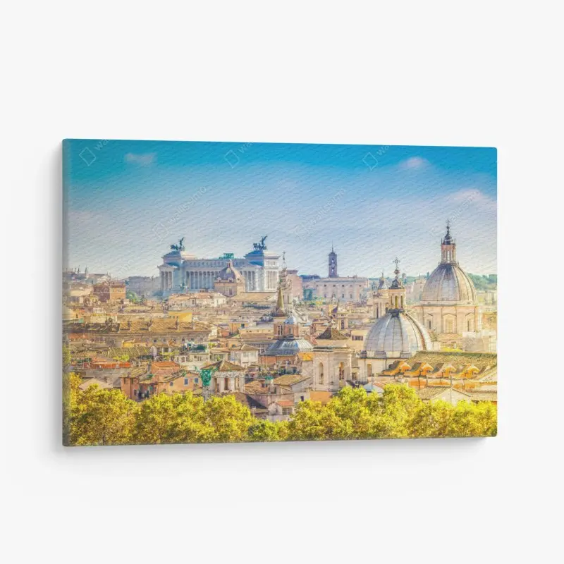 Leinwandbild sonnige skyline von Rom mit kuppeln