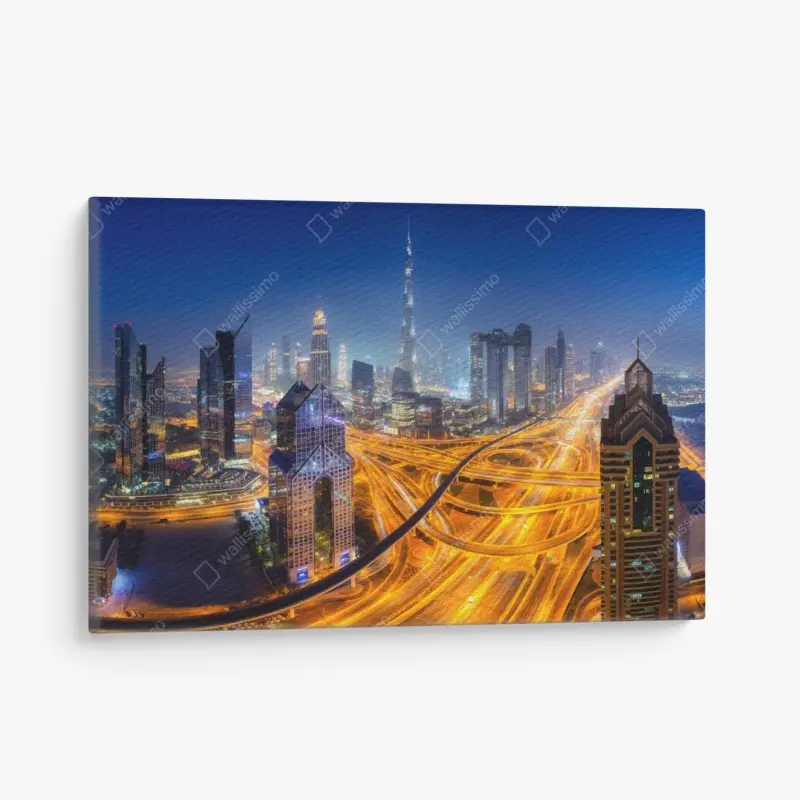 Leinwandbild panorama der nächtlichen skyline von Dubai