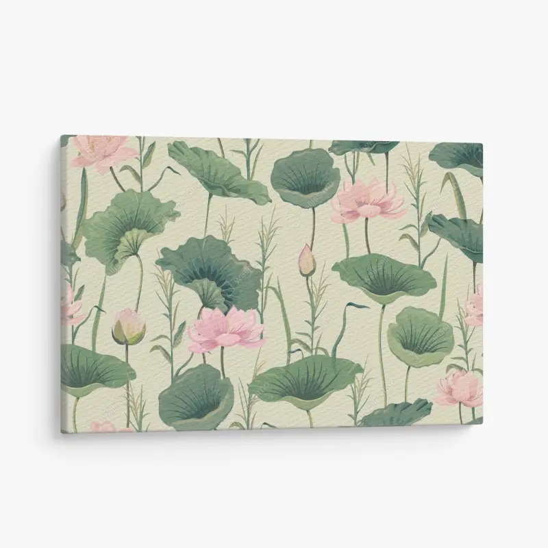 Leinwandbild sanfter lotusgarten botanisches muster