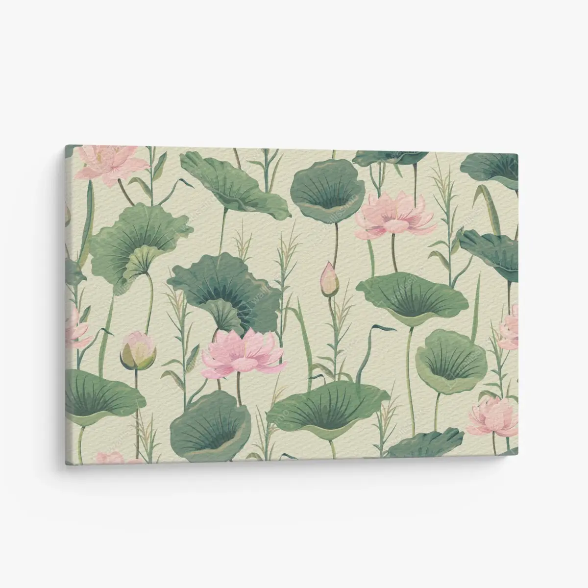 Leinwandbild sanfter lotusgarten botanisches muster – Pixers®