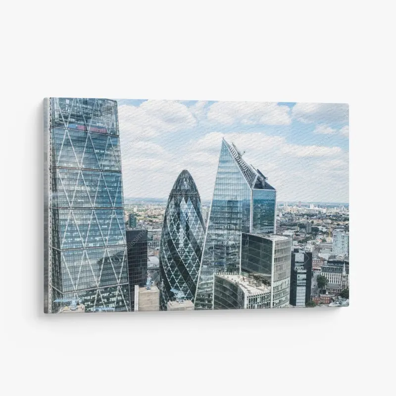 Leinwandbild moderne London skyline mit gläsernen wolkenkratzern