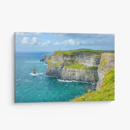 Leinwandbild dramatische küstenklippen mit meerblick – Pixers®