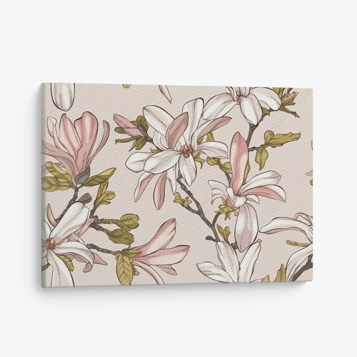 Leinwandbild pastell magnolien auf beigem grund – Pixers®
