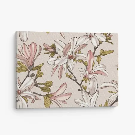 Leinwandbild pastell magnolien auf beigem grund – Pixers®