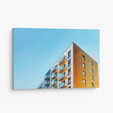 Leinwandbild modernes wohngebäude mit balkonen – Pixers®