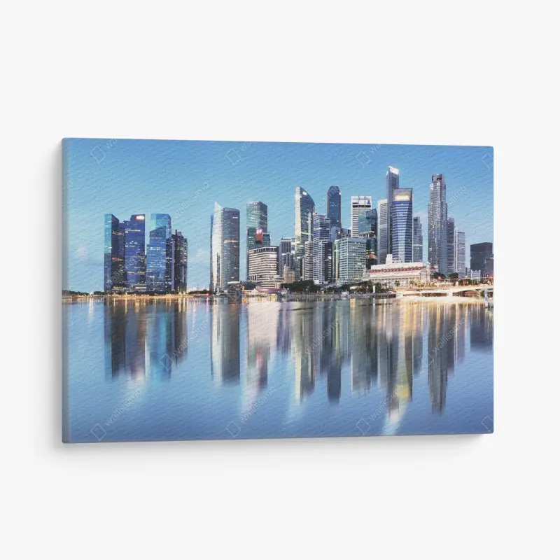 Leinwandbild moderne stadtskyline gespiegelt im wasser