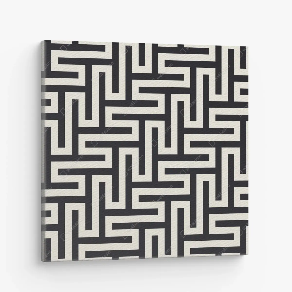 Leinwandbild geometrisches labyrinthmuster in beige und schwarz – Pixers®