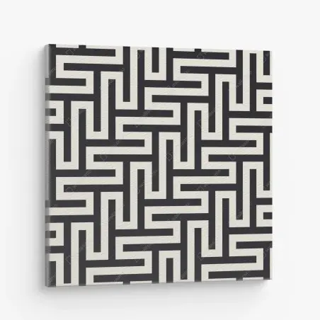 Leinwandbild geometrisches labyrinthmuster in beige und schwarz – Pixers®