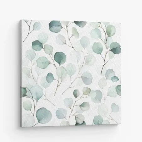 Leinwandbild zarter eukalyptus-aquarell blättermuster – Pixers®