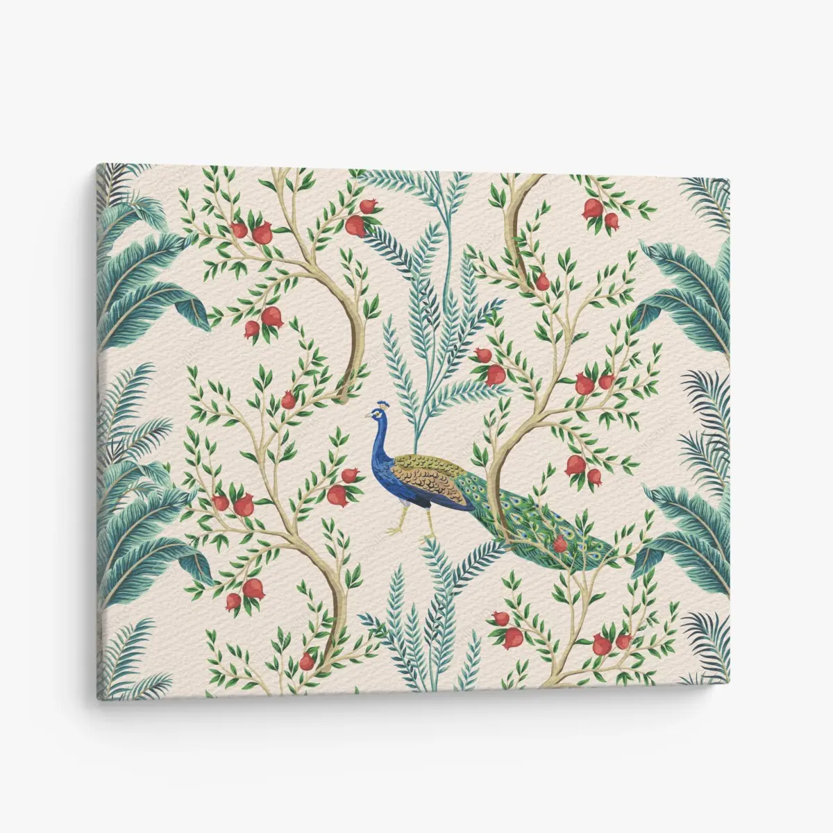 Leinwandbild pfau zwischen granatästen – Pixers®