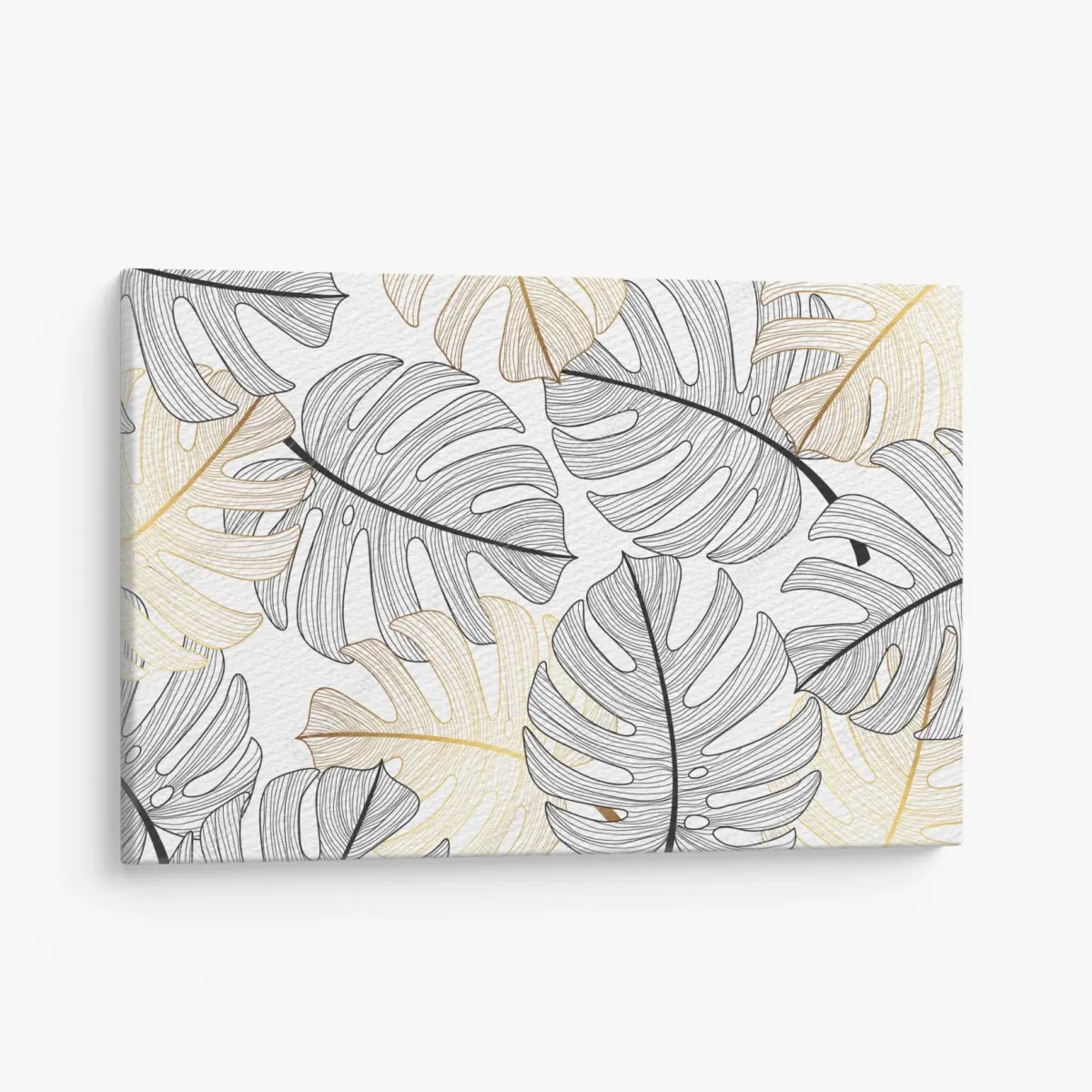 Leinwandbild monstera-blattmuster mit goldakzenten – Pixers®