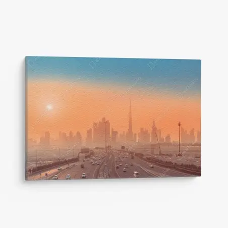 Leinwandbild Dubai skyline bei sonnenaufgang – Pixers®