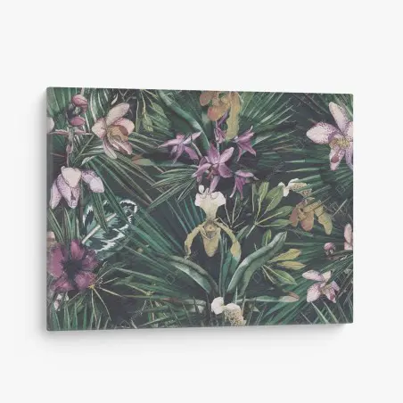 Leinwandbild tropische orchideen in aquarell und palmblättern – Pixers®