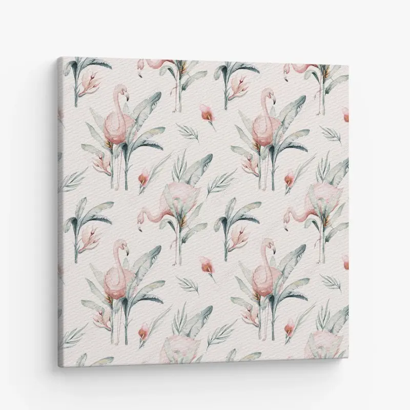 Leinwandbild aquarell flamingo tropisches muster
