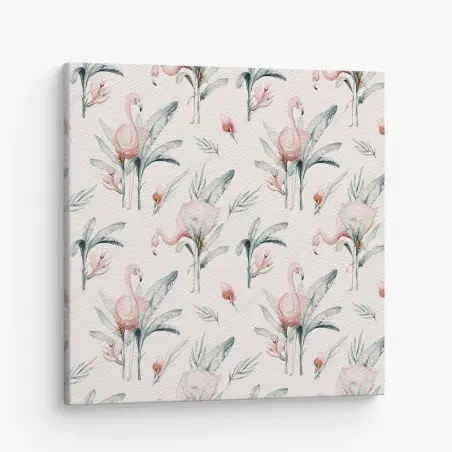 Leinwandbild aquarell flamingo tropisches muster – Pixers®
