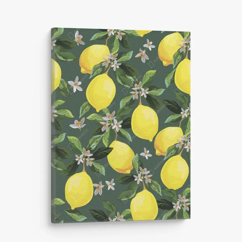 Leinwandbild botanisches zitronenmuster